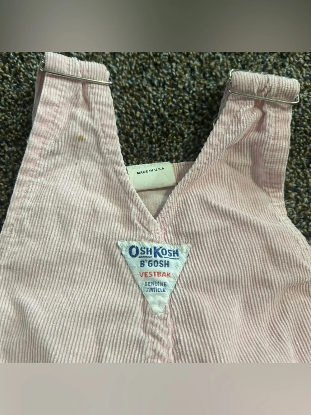 Vintage 80s 90s OshKosh B'Gosh 24 month pink toddler corduroy vestbak overalls